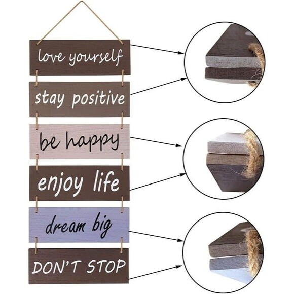 V Quality Motivational Rustic Sign - Multi-colored - Stay Positve, Dream Big... - Picture 6 of 12